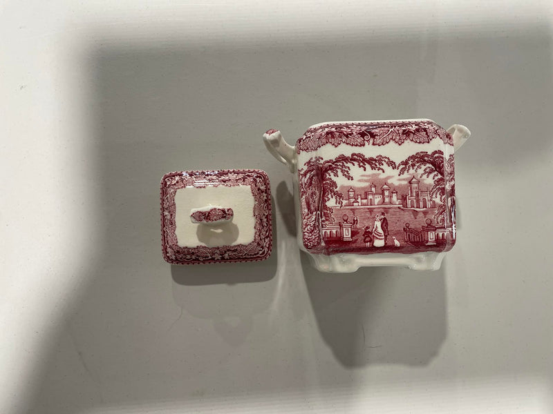 Vista Pink (No Trim) China by Mason's Square Fan Sugar Bowl & Lid