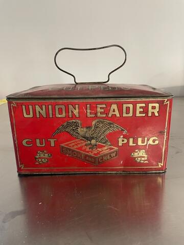 ヴィンテージ タバコ缶 UNION LEADER CUT PLUG TIN Antique Red Union Leader Cut Plug Tobacco Lithographed Tin