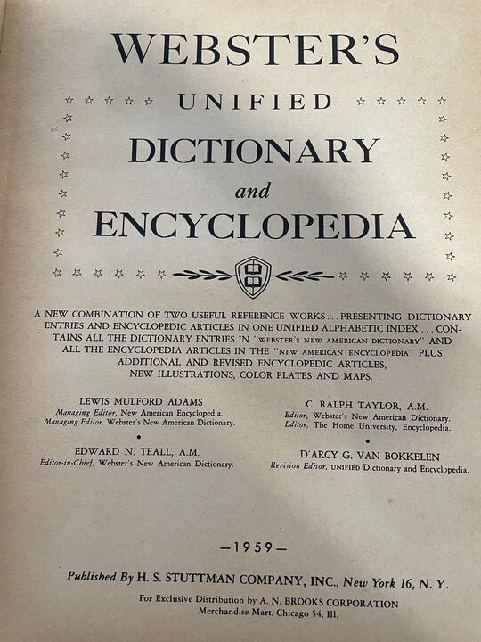 1959 Webster's Unified Dictionary and Encyclopedia