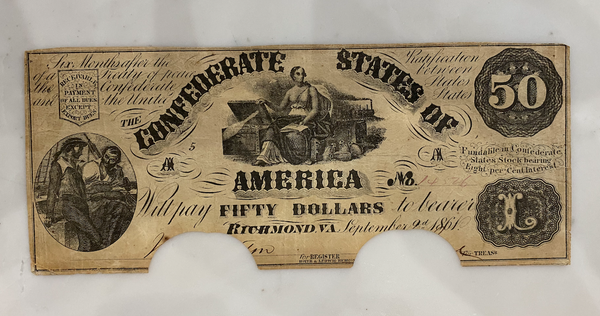 $50 Confederate Note, September 2, 1861