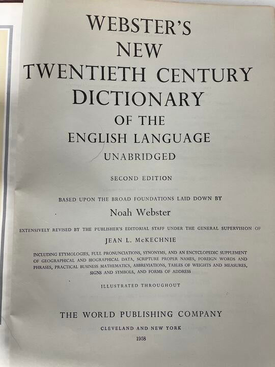 1958 Webster's Dictionary 2nd Edition