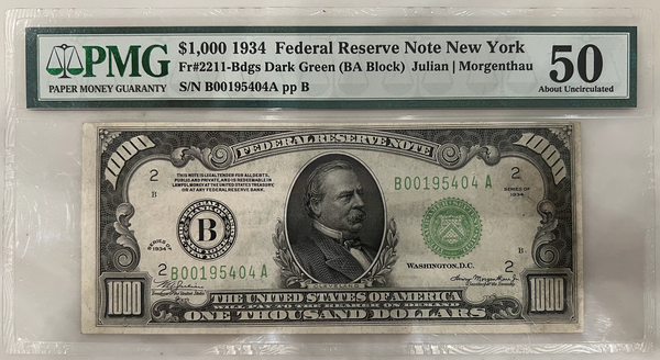 $1000 1934 Federal Reserve Note New York