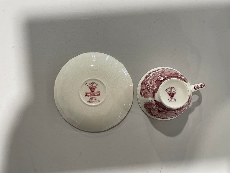 Vista Pink (No Trim) China by Mason's Flat Cup & Saucer