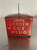 Vintage Union Leader Red Cut Plug Tobacco Tin Litho Lunch Pail With Handle