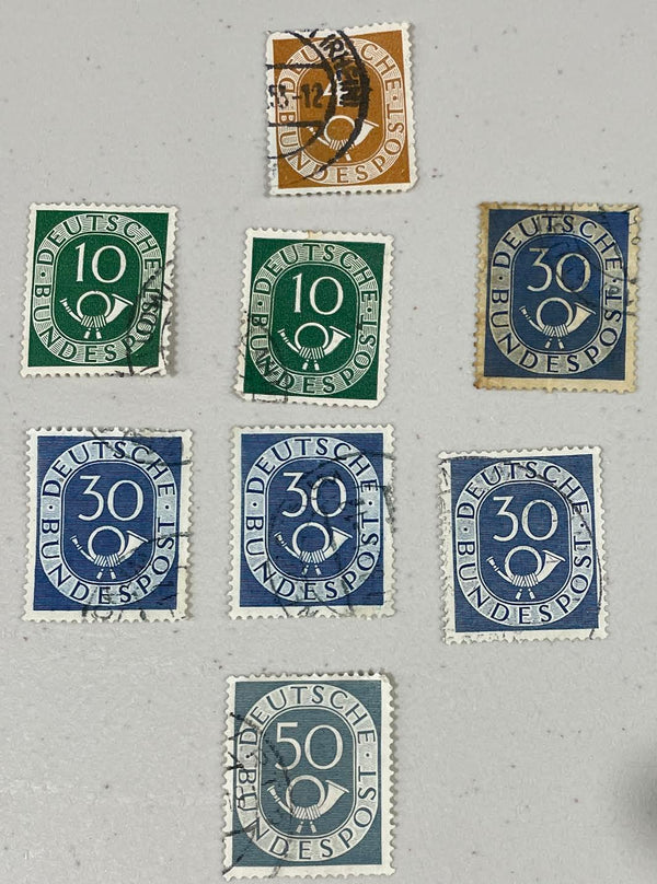 Germany Deutsche Bundespost Posthorn Stamps