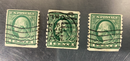 1914, 1 cent green Washington stamps