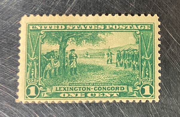 1925, 1 cent Lexington Concord stamp.