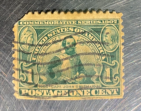 1907, 1 cent, Captain John Smith stamp.