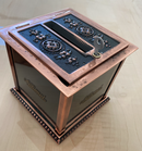 Antique copper National Cash Register model 211 with matching receipt box and spike.