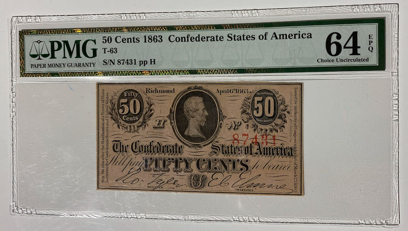 50 cents 1863 Confederate Currency