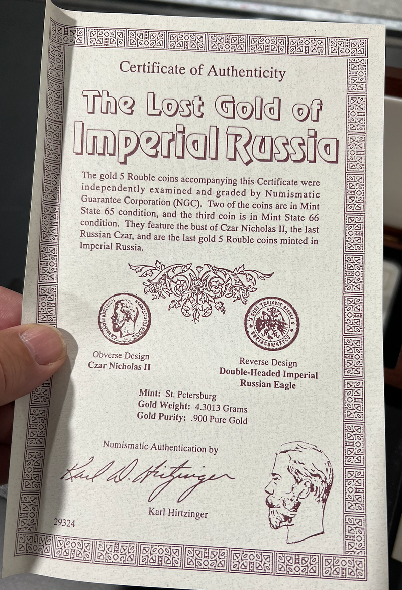 The Lost Gold of Imperial Russia Gold Coin Set
