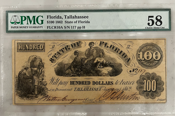$100 Florida, Tallahassee 1862