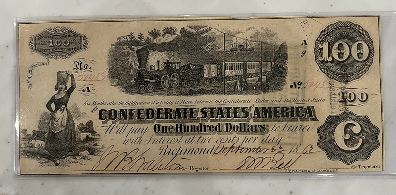 $100 Confederate States of America