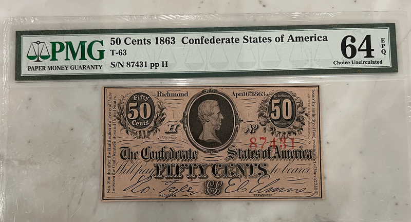 50 cents 1863 Confederate States of America