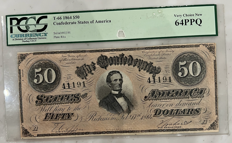 $50 1864 Confederate States of America