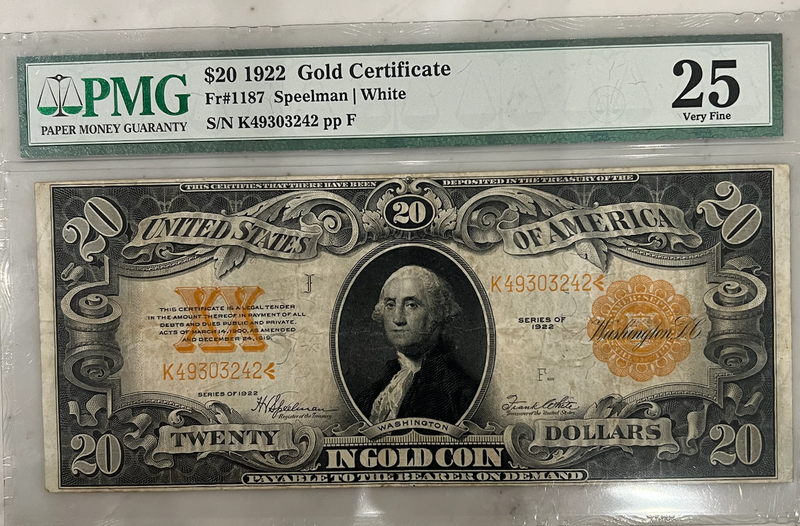 $20 1922 Gold Certificate