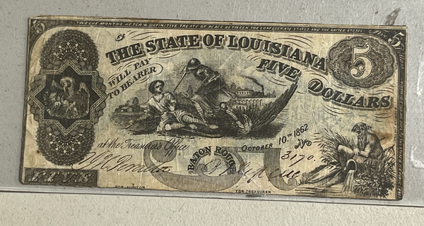 State of Louisiana $5, 1862